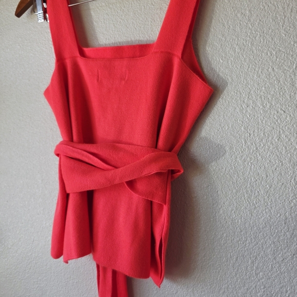 Anthropologie Harloe Belted Knit Top Bright Orange MEDIUM - Picture 7 of 11